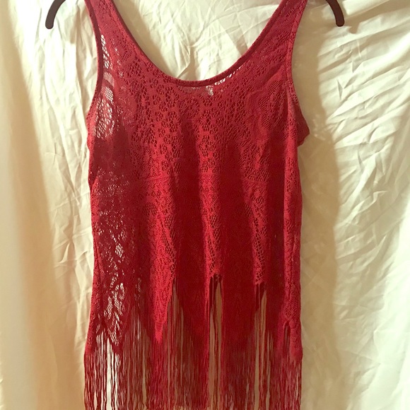 Lace fringe red shirt - Picture 1 of 1